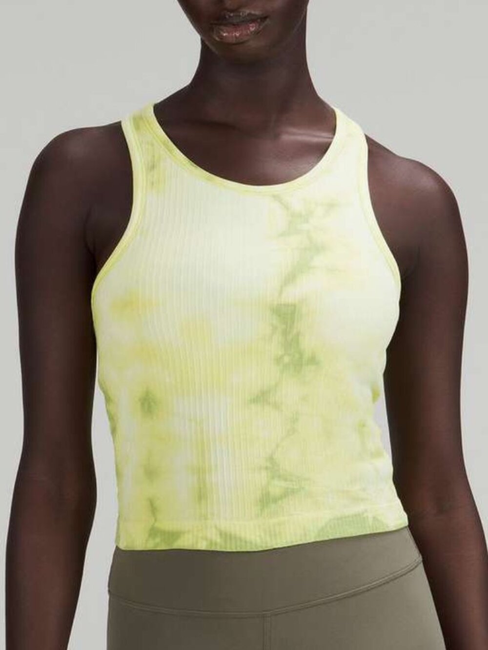 [Lululemon] Ebb to Street Cropped Racerback Tank Top Marble Dye Wasabi 10